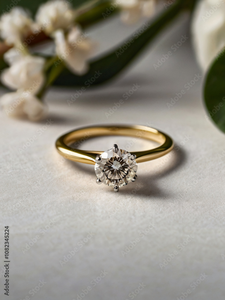 A wedding ring with a sparkling diamond. A wedding ring with a sparkling diamond.