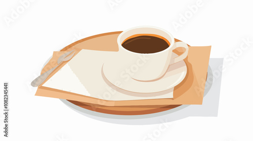 Coffee Cup and Napkin with Message Flat Vector