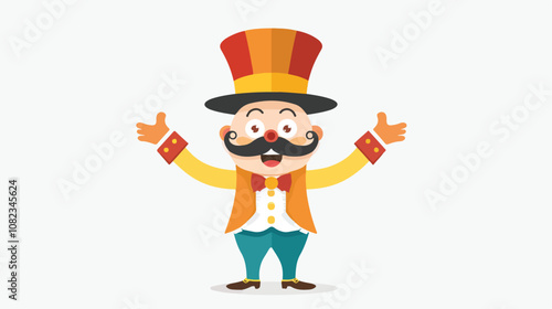 Circus Character with Moustache Flat Vector Isolated