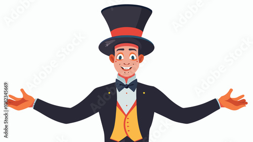 Circus Ringmaster Flat Vector Isolated on White Background