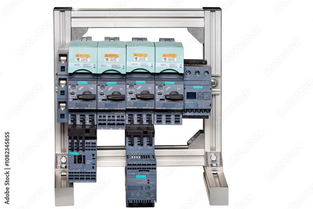 Innovative control panel design showcasing advanced electronic components and efficient organization, isolated on white background.