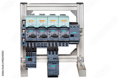 Obraz na płótnie Innovative control panel design showcasing advanced electronic components and efficient organization, isolated on white background. w salonie