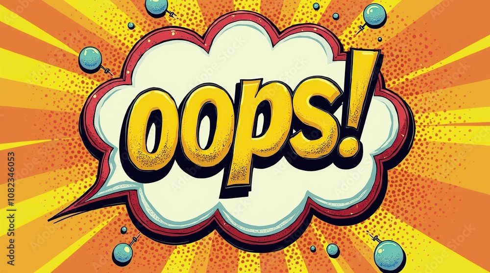 Fototapeta premium Comic Book Style Oops Speech Bubble With Bright Colors