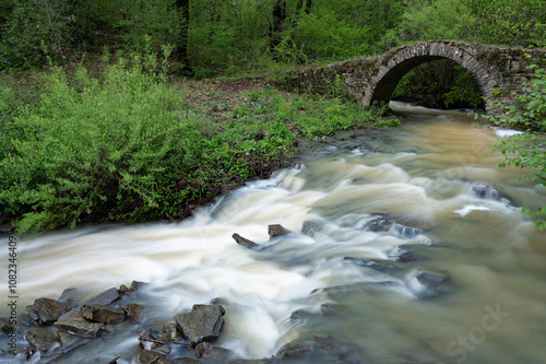 View of the traditional stone Bridge of Geromnios  in Epirus, Greece in Spring. photo