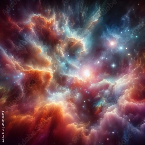 Nebula Nexus II Celestial iridescent clouds infused with shimmer