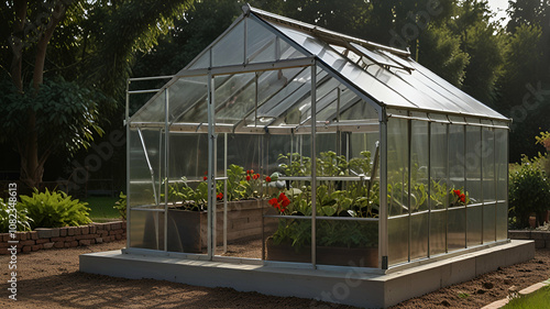 greenhouse with flowers