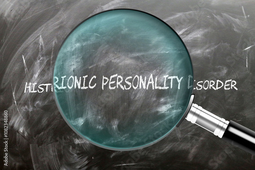 Histrionic Personality Disorder - learn, study and inspect it. Taking a closer look at histrionic personality disorder.  ,3d illustration