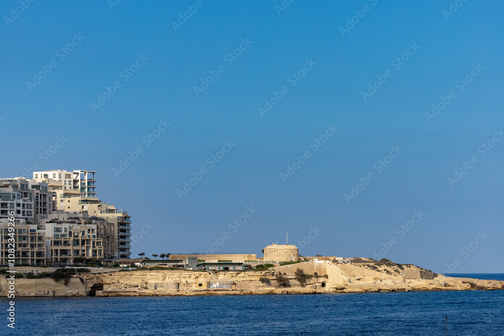 Valletta, Malta A view of the exposed rock at Tigné Point Valletta, Malta A view of the exposed rock at Tigné Point