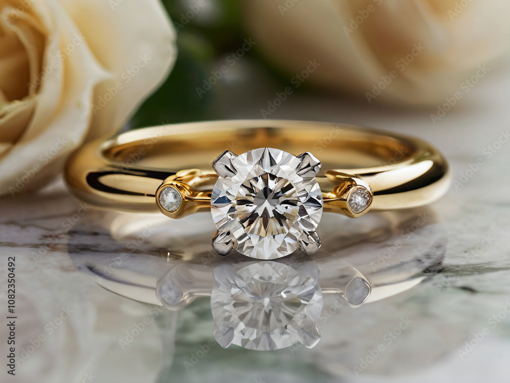 Diamond-studded wedding ring in a classic design. Diamond-studded wedding ring in a classic design.