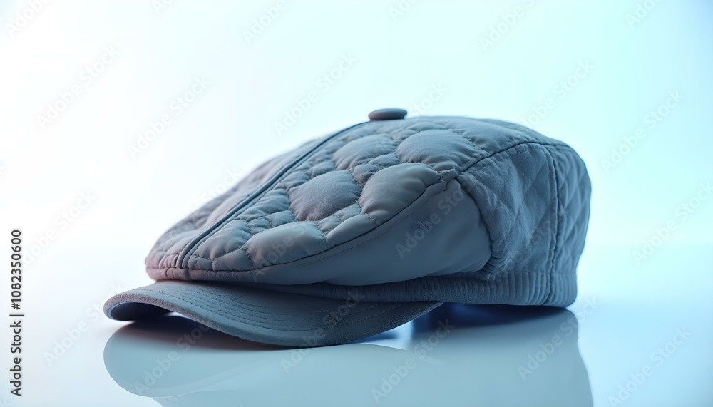 gray beret with a quilted pattern, presented on a white background, accentuating its modern design and fabric contrast create with ai gray beret with a quilted pattern, presented on a white background, accentuating its modern design and fabric contrast create with ai