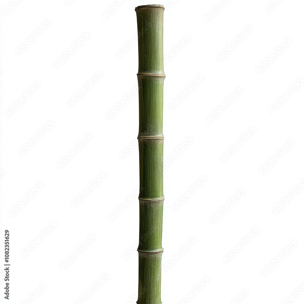 Naklejka premium Tall and slender bamboo stalk, perfect for zen gardens and natural decor. This green plant adds tranquility and elegance to any space, enhancing serene atmosphere