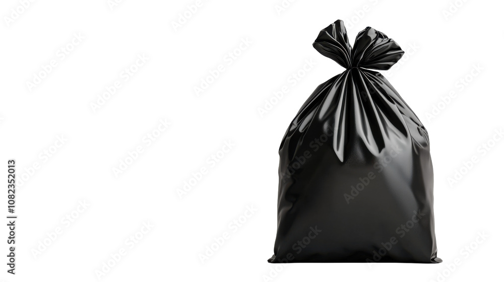 The black trash bag is tightly sealed at the top, designed to hold waste securely. Its simplicity and clarity make it ideal for presentations related to cleanliness or disposal methods The black trash bag is tightly sealed at the top, designed to hold waste securely. Its simplicity and clarity make it ideal for presentations related to cleanliness or disposal methods