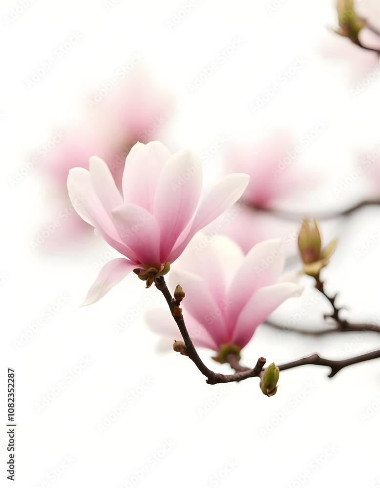 Obraz premium Magnolia tree isolated on white background