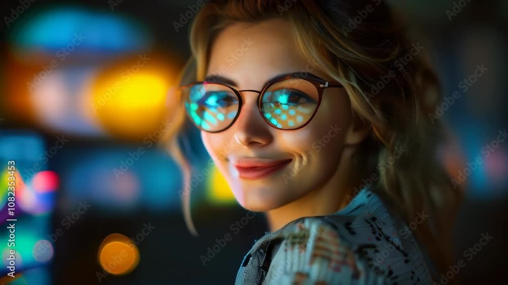 A young woman analyzes market trends on her computer at night, showcasing her trading skills and insights A young woman analyzes market trends on her computer at night, showcasing her trading skills and insights