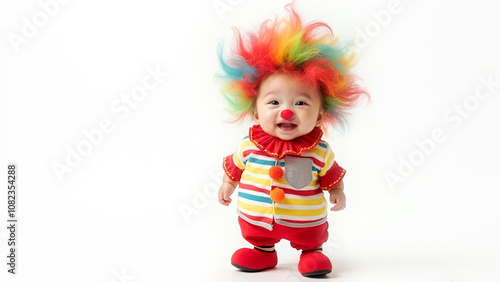 Cute little clown with copy space