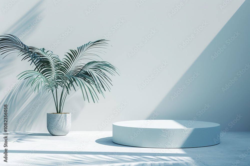 3d render background with stone podium and plants, realistic photo 3d render background with stone podium and plants, realistic photo