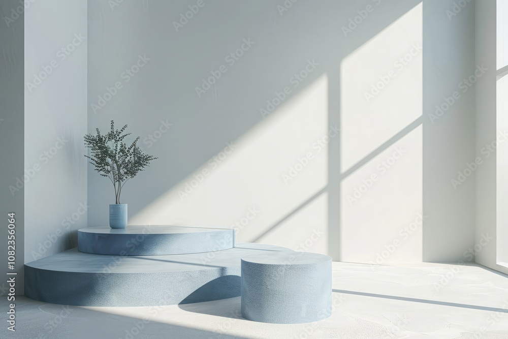3d render background with stone podium and plants, realistic photo 3d render background with stone podium and plants, realistic photo