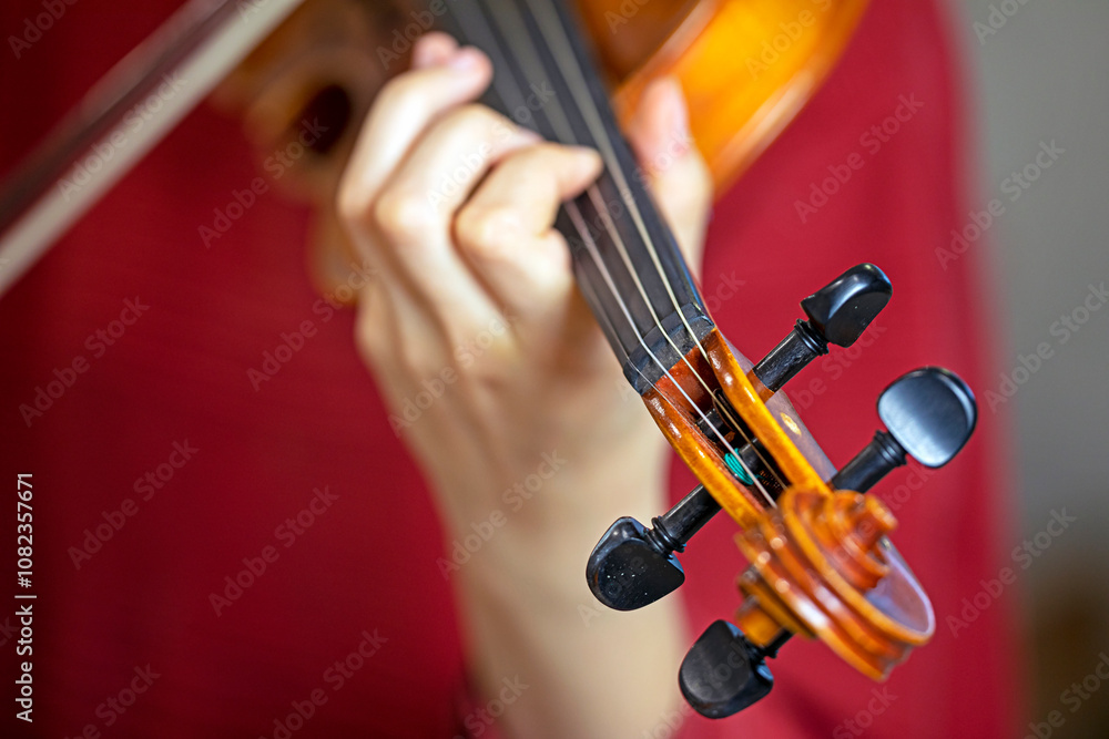 play the violin with the left hand. Correct positioning of the hand and fingers on a musical instrument play the violin with the left hand. Correct positioning of the hand and fingers on a musical instrument