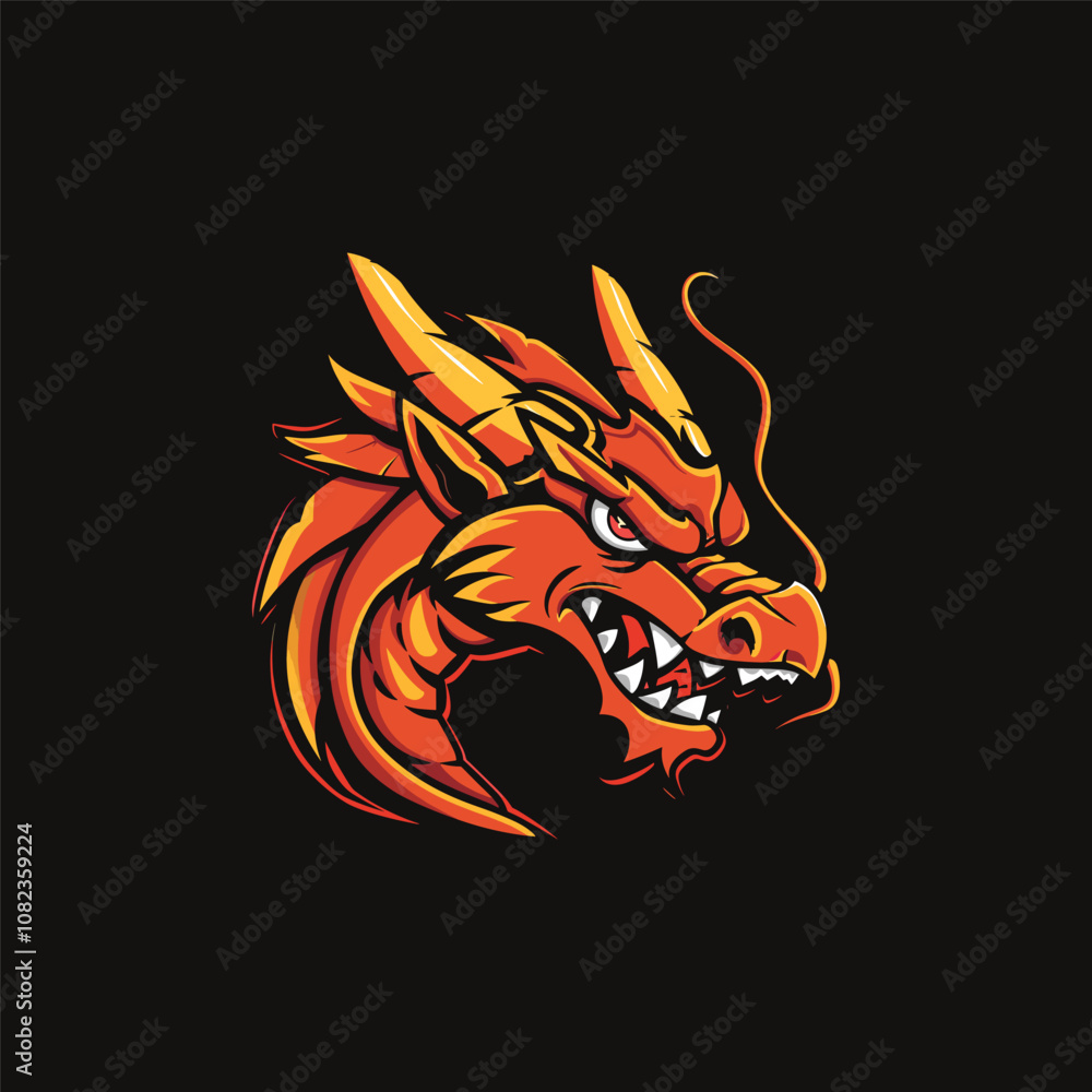 Head dragon logo design template flat vector Head dragon logo design template flat vector