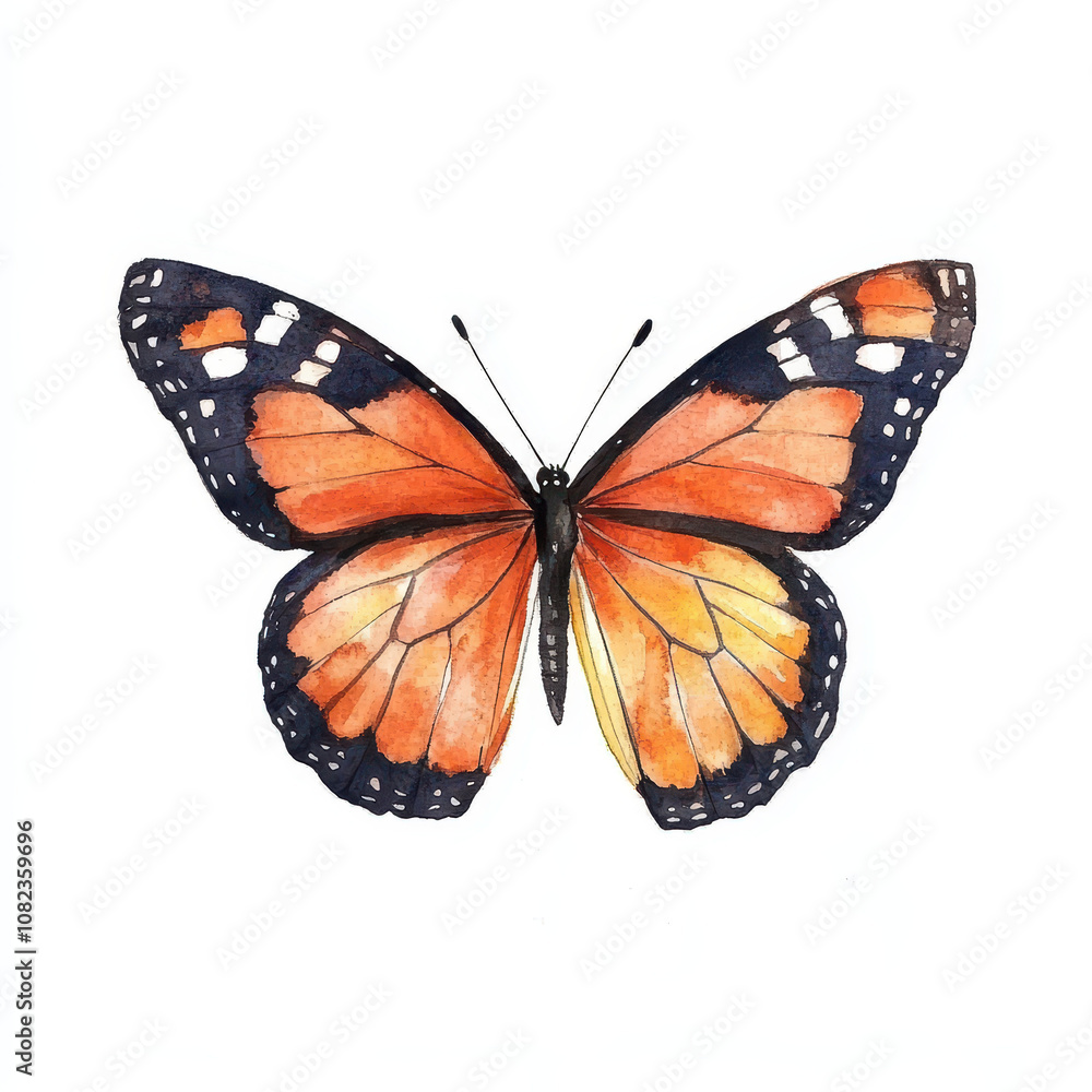 Obraz premium detailed monarch butterfly illustration showcasing vibrant orange and black wings, perfect for insect themed designs and nature inspired art