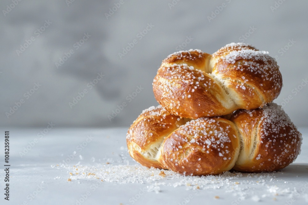 A traditional pretzel sprinkled with salt, displayed as a popular baked good, with a focus on its crunchy exterior and soft interior, ideal for snack enthusiasts or bakery promotions. A traditional pretzel sprinkled with salt, displayed as a popular baked good, with a focus on its crunchy exterior and soft interior, ideal for snack enthusiasts or bakery promotions.