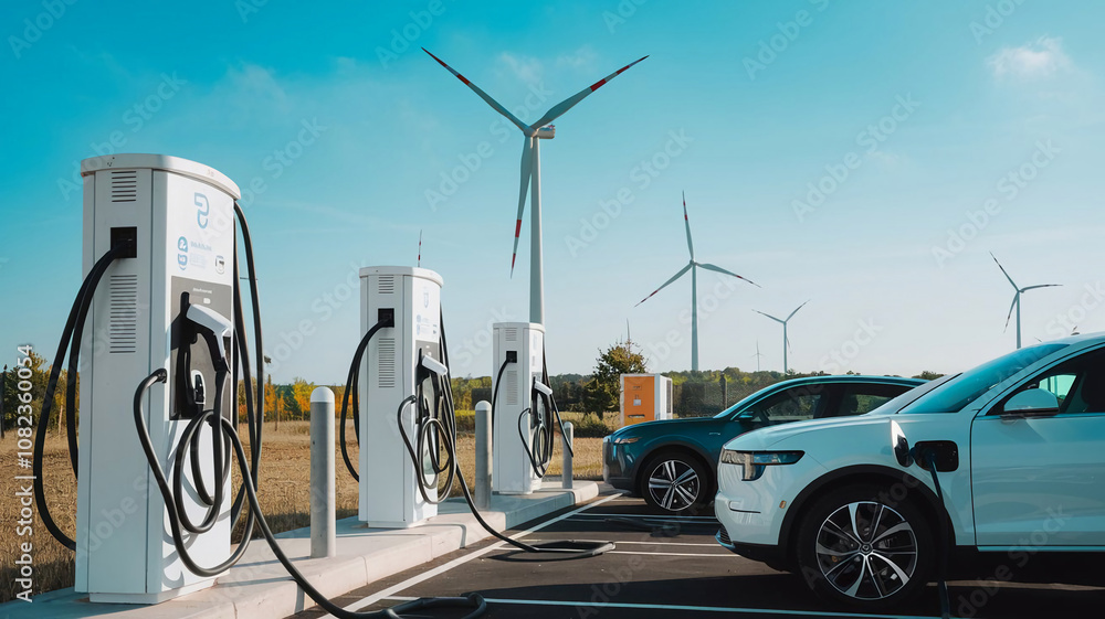 Field of Solar Panels with Cityscape in Background