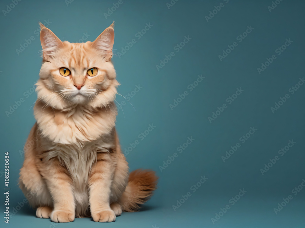 Obraz premium A cat sits against a plain background