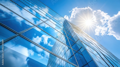 Wallpaper Mural Glass Skyscraper Reflecting Blue Sky Torontodigital.ca