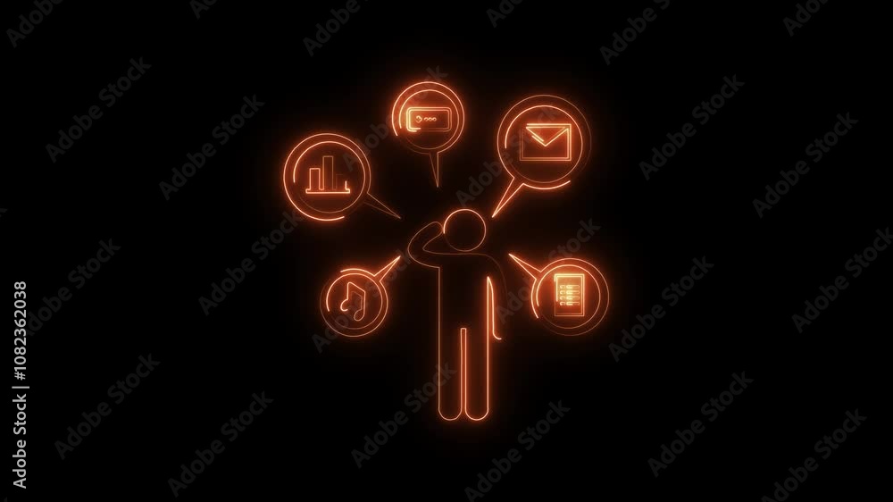 Glowing neon line banner of KNOWLEDGE concept. Neon Multitasking and Productivity Icon Glowing neon line banner of KNOWLEDGE concept. Neon Multitasking and Productivity Icon