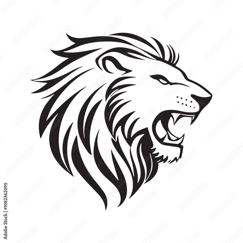 Lion-face artwork vector with intricate details and bold lines. furious wild lion on a white background. Lion-face artwork vector with intricate details and bold lines. furious wild lion on a white background.