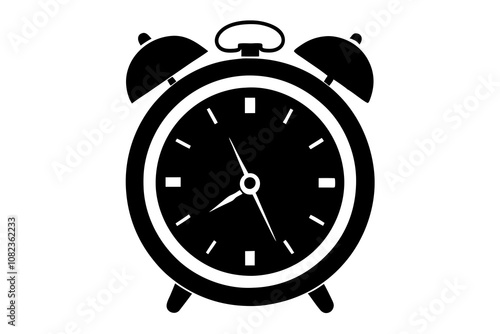 Ringing alarm clock silhouette vector illustration white background