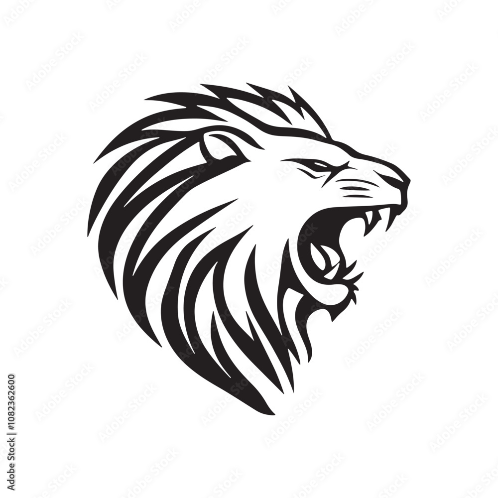 Lion-face artwork vector with intricate details and bold lines. furious wild lion on a white background. Lion-face artwork vector with intricate details and bold lines. furious wild lion on a white background.