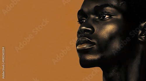 Profile Portrait of a Young African Man on Bold Orange Background