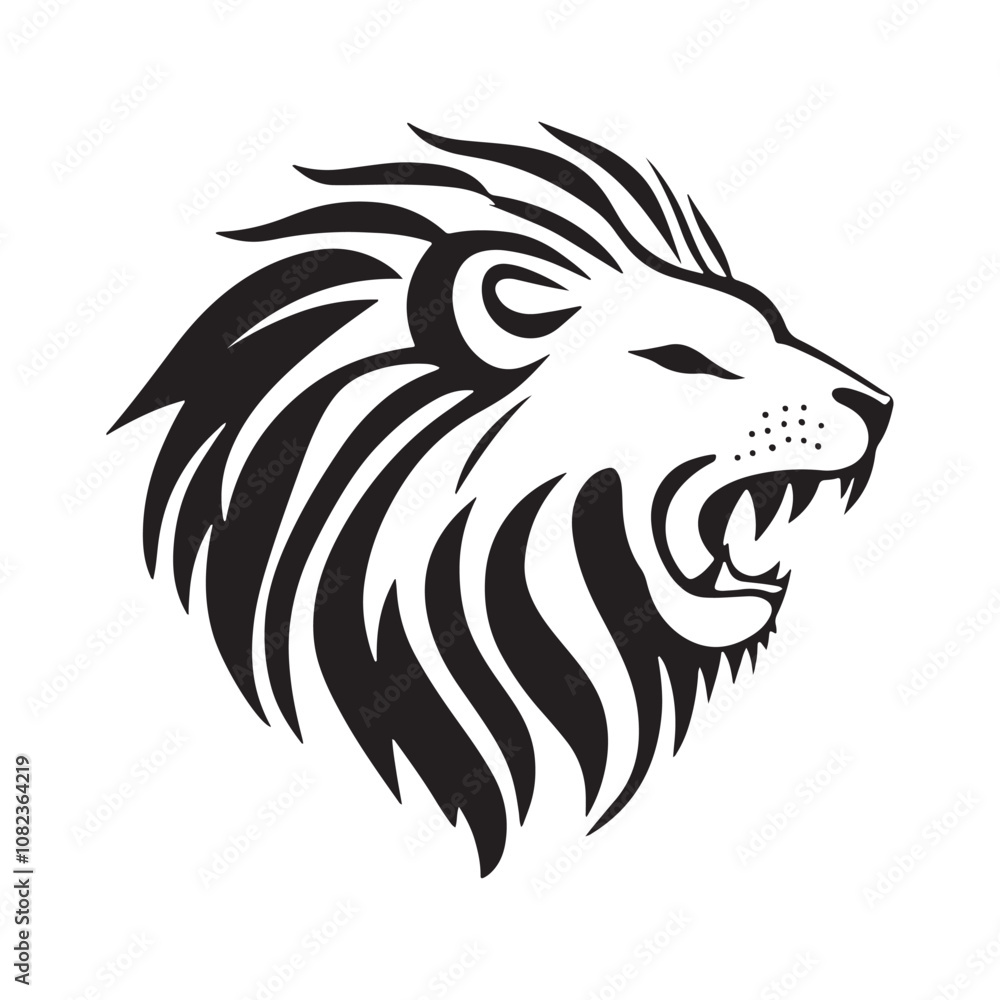 Fototapeta premium Lion-face artwork vector with intricate details and bold lines. furious wild lion on a white background.