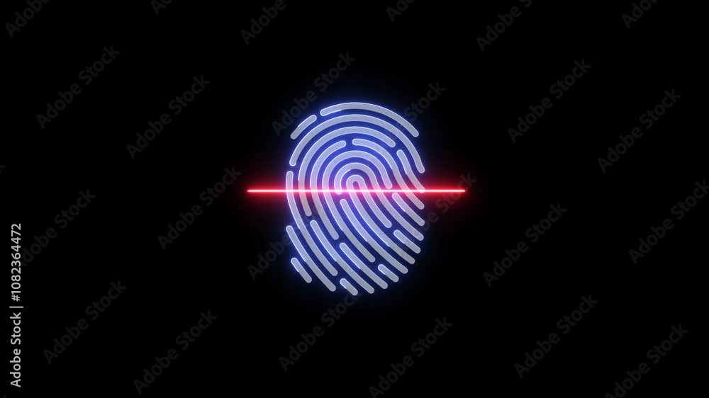 Neon Fingerprint Scan with Glowing Line