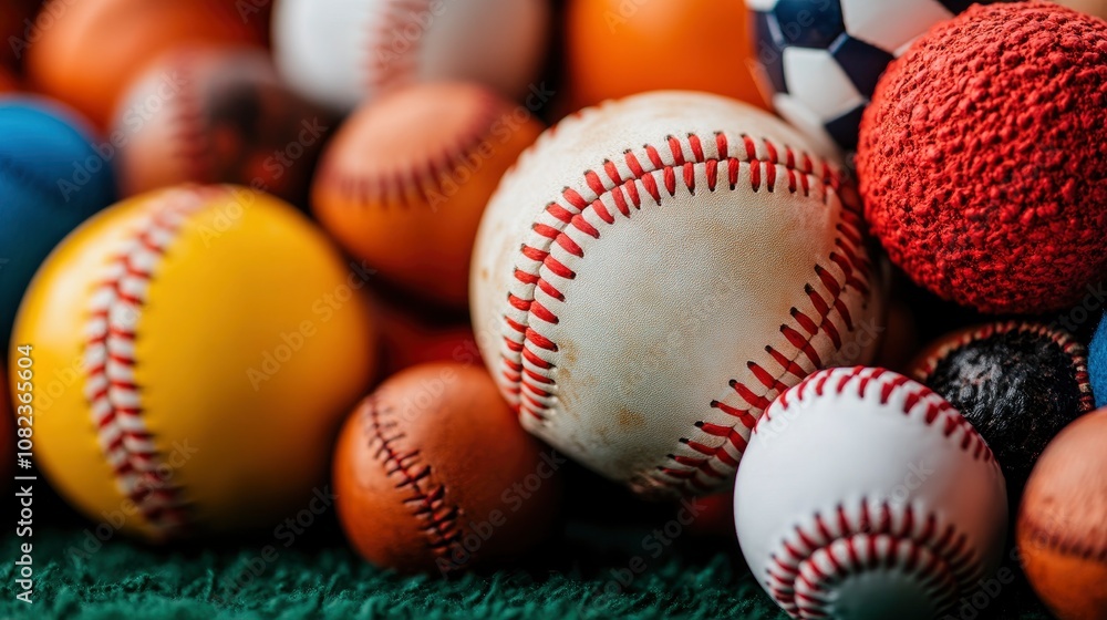 Closeup of Baseball Balls in a Pile Closeup of Baseball Balls in a Pile