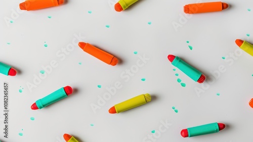 Colorful Crayons on White Background