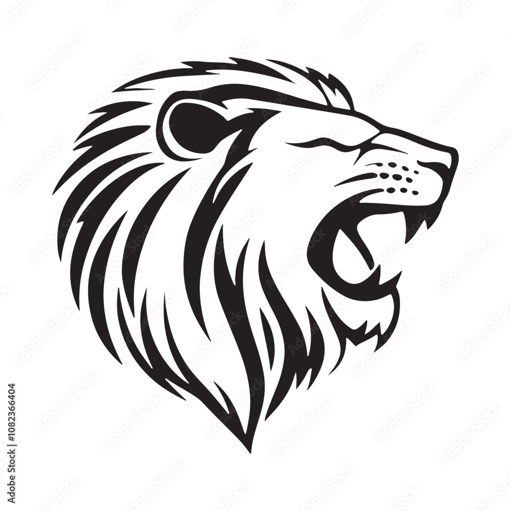 Fototapeta premium Lion-face artwork vector with intricate details and bold lines. furious wild lion on a white background.