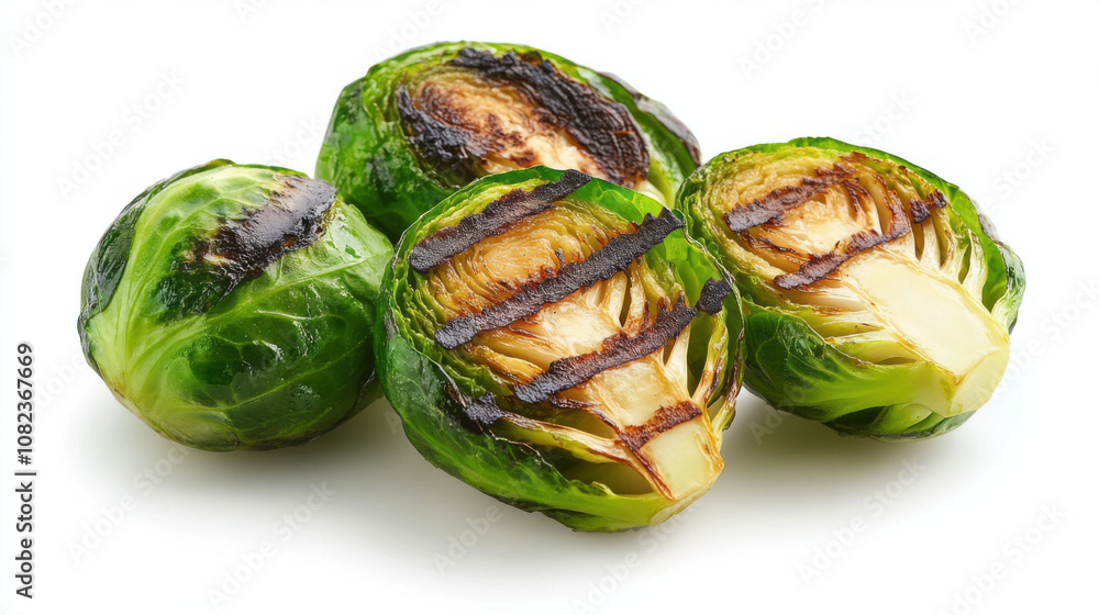 Fresh bake and grill, Freshly grilled Brussels sprouts with crispy texture and vibrant color Fresh bake and grill, Freshly grilled Brussels sprouts with crispy texture and vibrant color