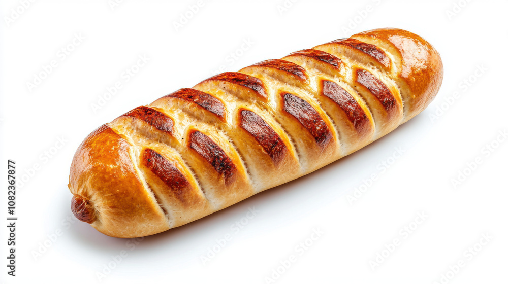 Fresh bake and grill, Freshly baked bread loaf with golden crust and crispy texture