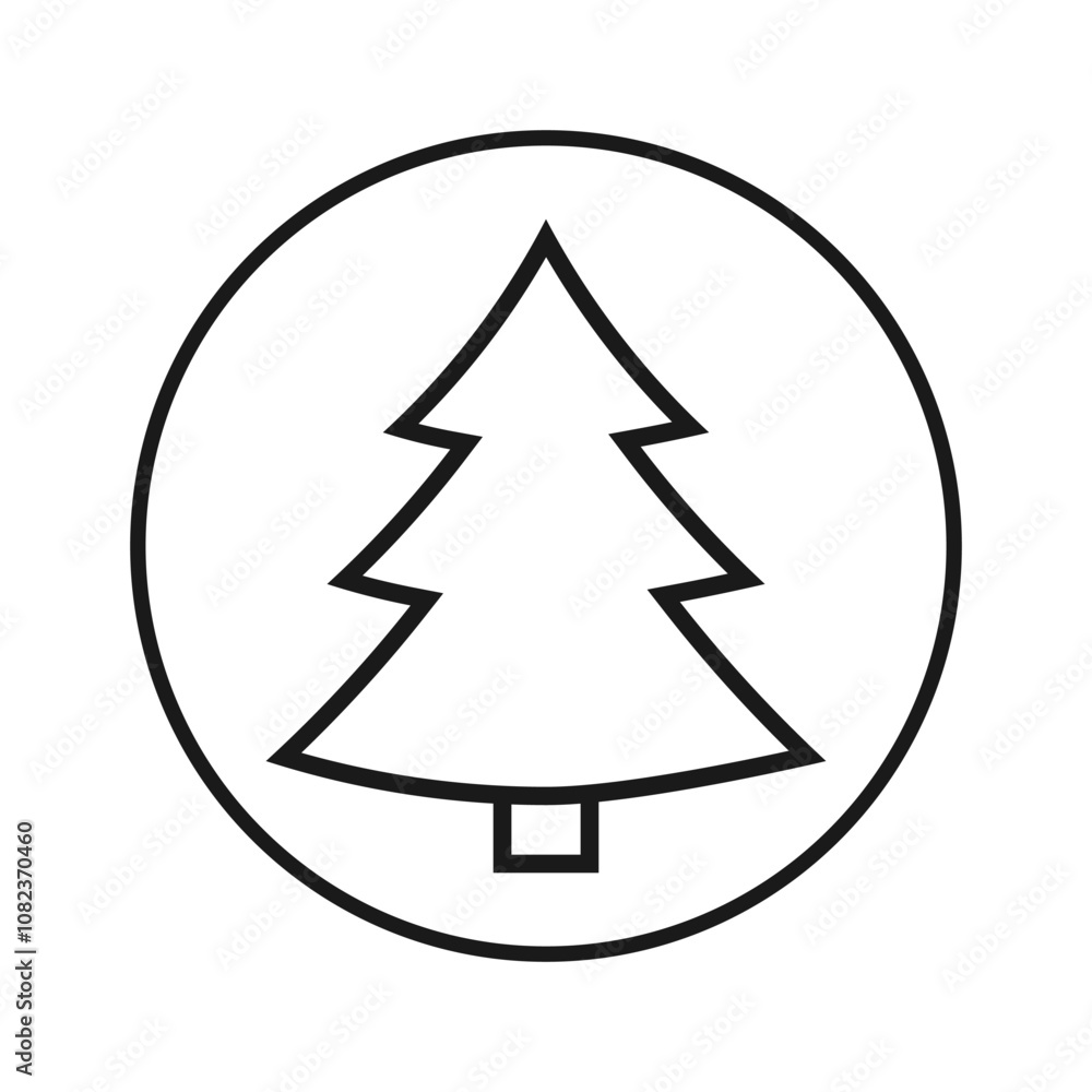 Obraz premium Christmas tree icon, Xmas symbol, flat design template, vector illustration