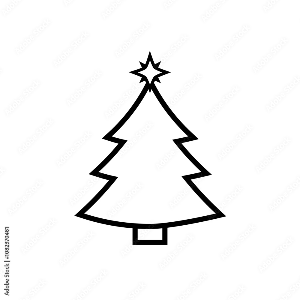Fototapeta premium Christmas tree icon, isolated Xmas fir symbol, graphic design template, vector illustration