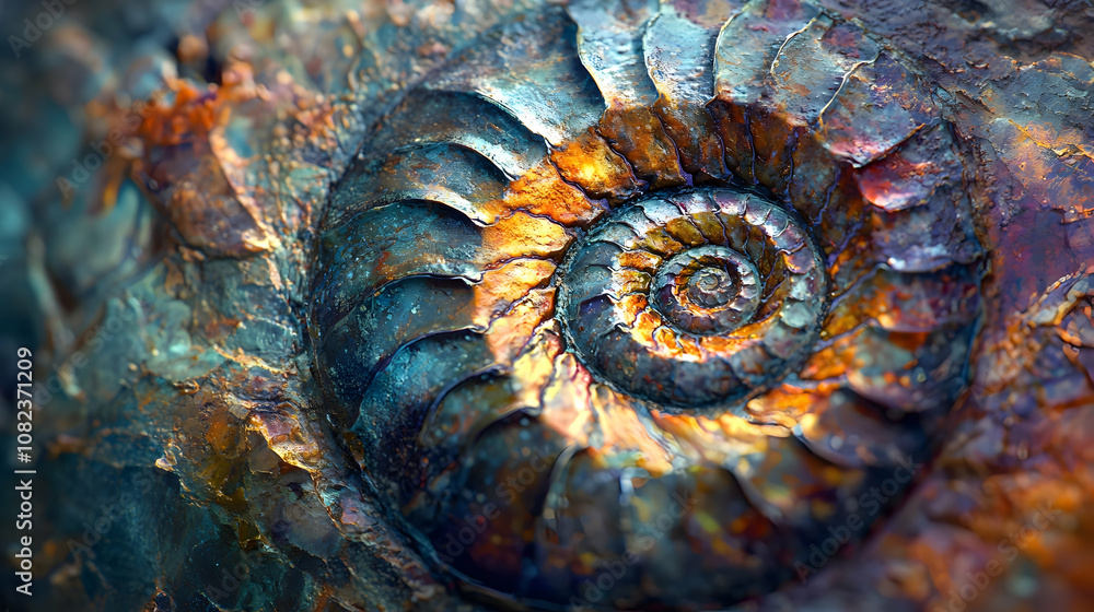 Abstract Spiral Pattern of a Fossilized Shell Abstract Spiral Pattern of a Fossilized Shell