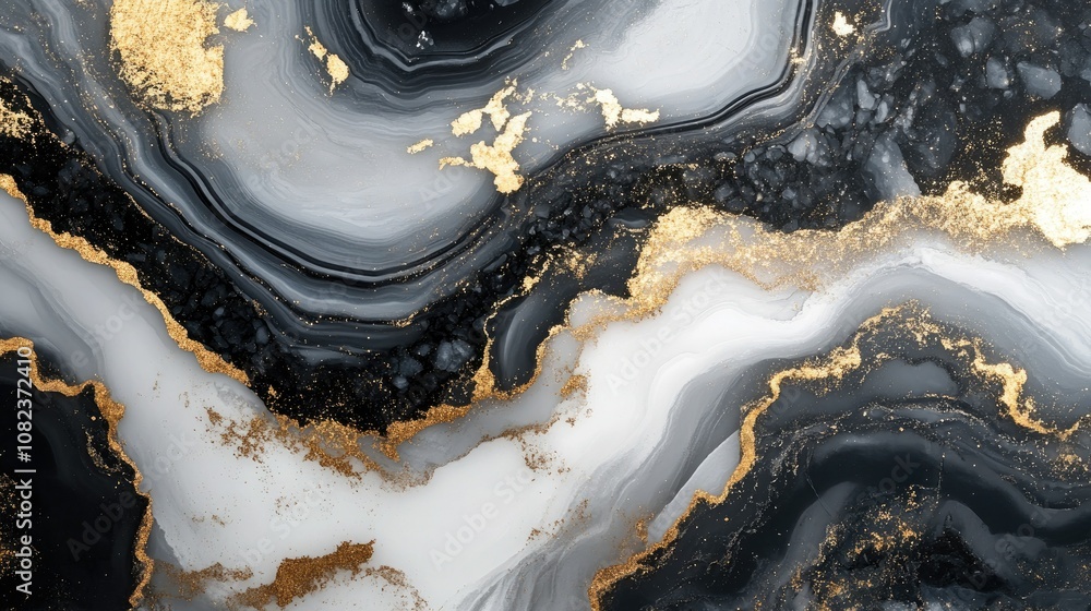 Abstract Marble Texture with Gold Accents and Black, White Swirls for Elegant Background Design and Contemporary Art Use Abstract Marble Texture with Gold Accents and Black, White Swirls for Elegant Background Design and Contemporary Art Use