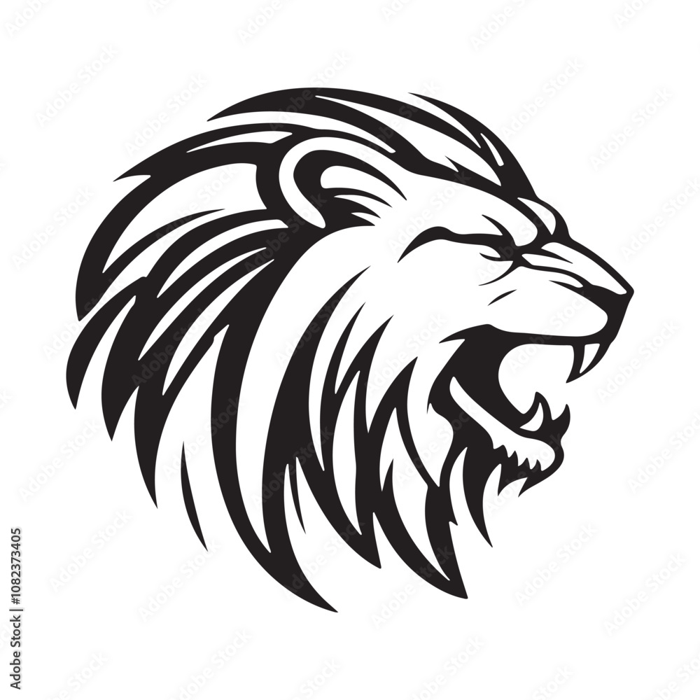 Lion-face artwork vector with intricate details and bold lines. furious wild lion on a white background. Lion-face artwork vector with intricate details and bold lines. furious wild lion on a white background.
