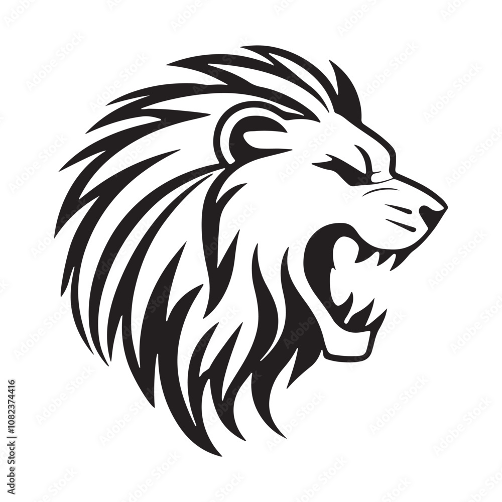 Lion-face artwork vector with intricate details and bold lines. furious wild lion on a white background. Lion-face artwork vector with intricate details and bold lines. furious wild lion on a white background.