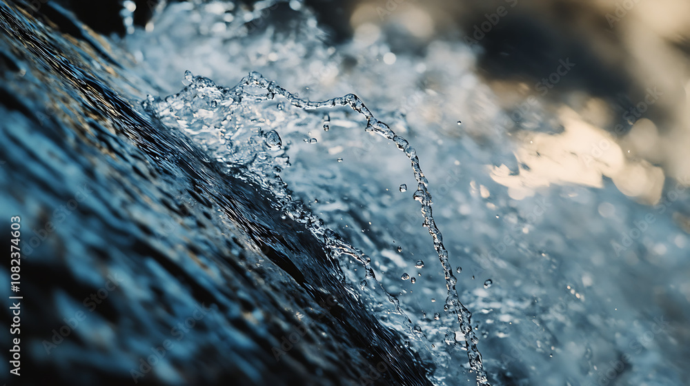 A close-up of a camera capturing a flowing waterfall with a blurred water effect using a slow shutter speed A close-up of a camera capturing a flowing waterfall with a blurred water effect using a slow shutter speed