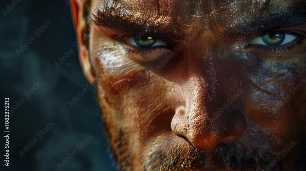 A man with a look of determination, focused eyes and set jaw A man with a look of determination, focused eyes and set jaw