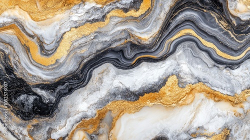 Luxurious Marble Background with Black, White, and Gold Swirls Perfect for Elegant Design Projects and Modern Aesthetic in Interior Decor, Fashion, and Art