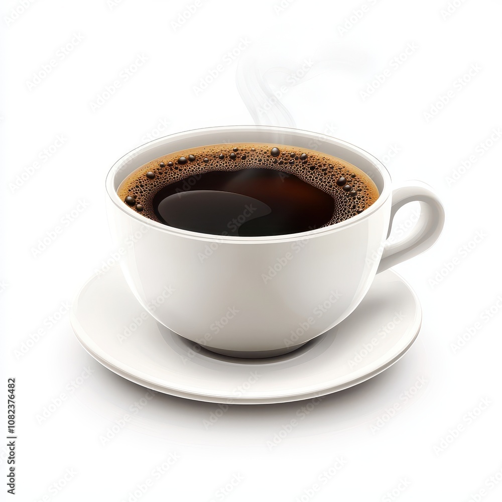 A steaming cup of black coffee served in a white cup on a saucer, conveying warmth and comfort. A steaming cup of black coffee served in a white cup on a saucer, conveying warmth and comfort.